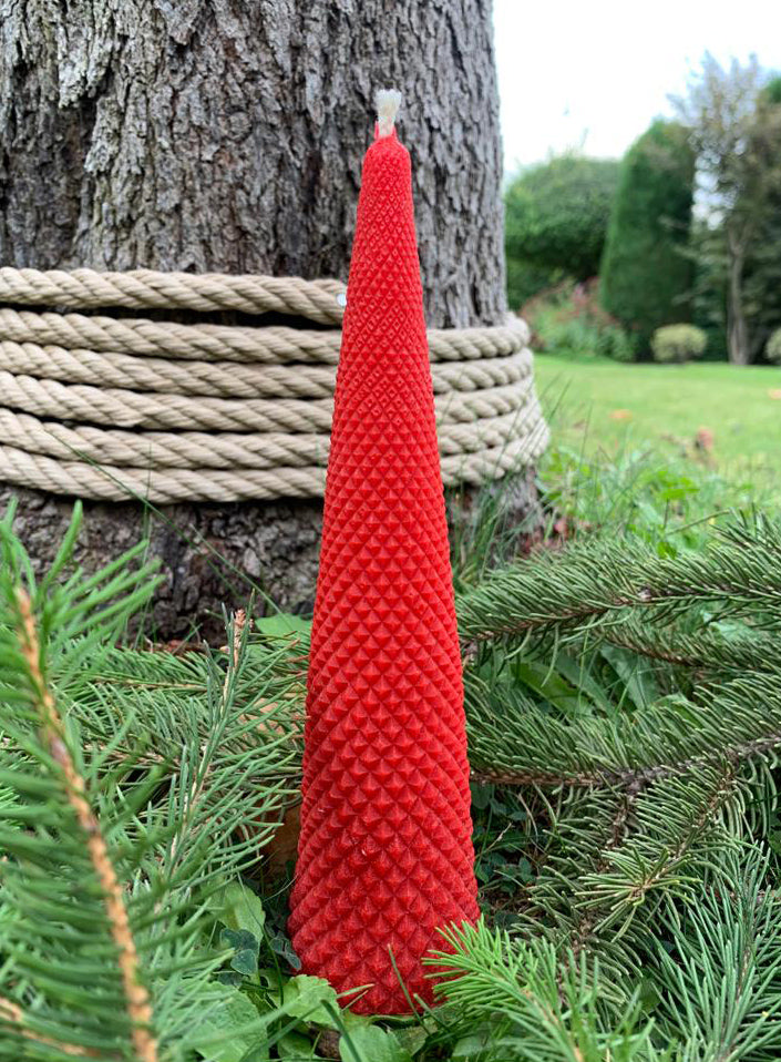 Christmas Tree Beeswax Candle - Handmade Pillar Candle
