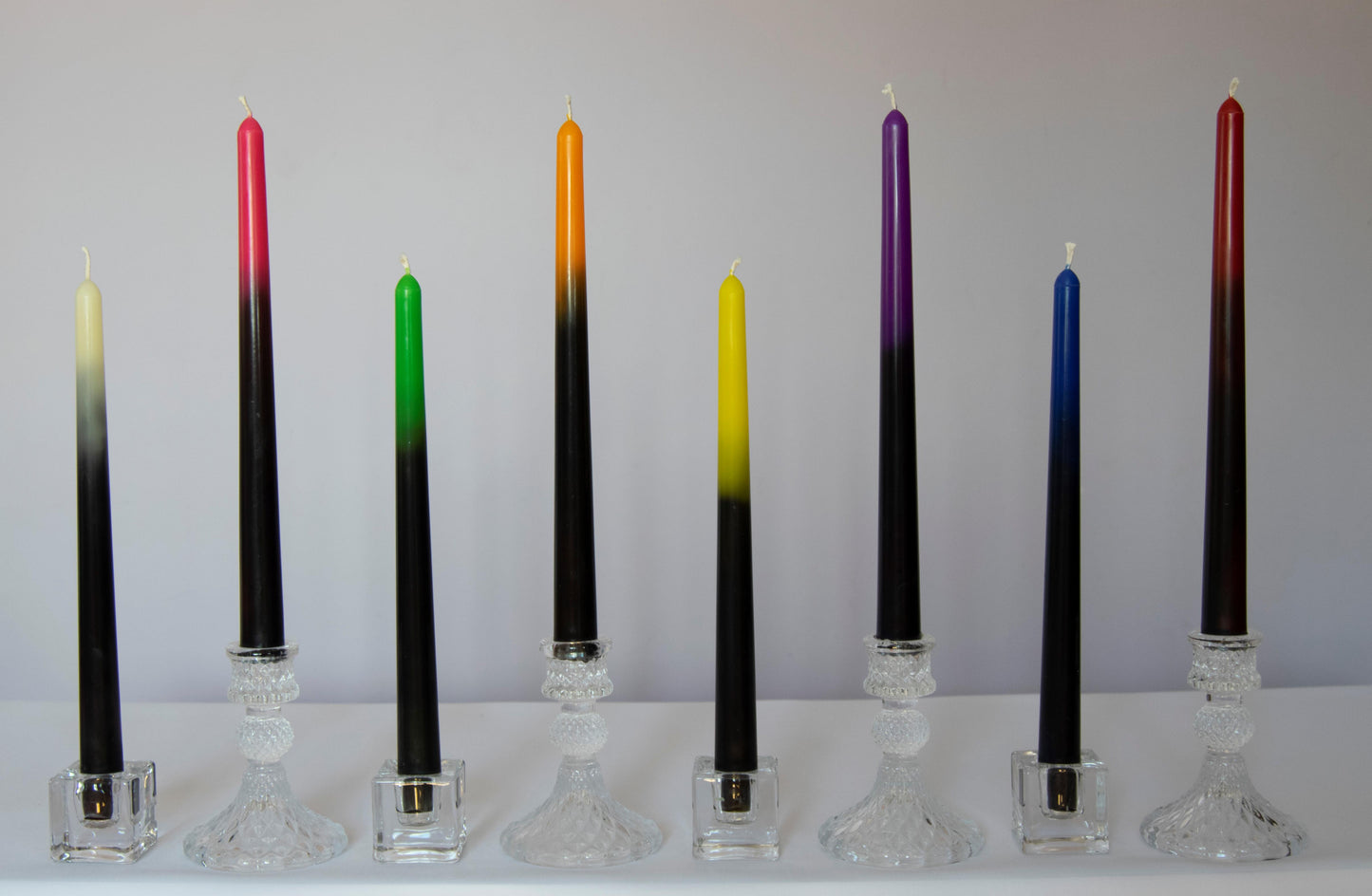 Handmade Ombre Beeswax Taper Candle Stick - Black Bottom