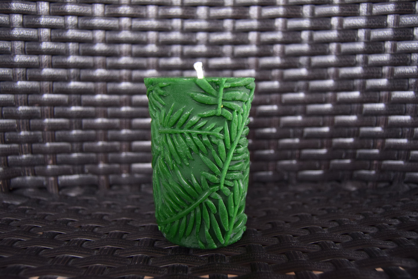 Handmade Beeswax Pillar Candle with Leaves