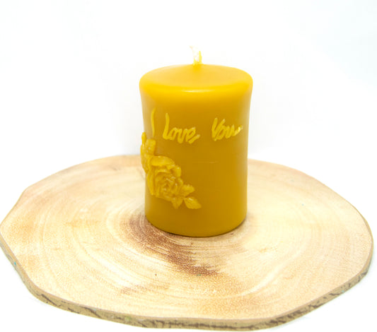 Express Your Love: Beeswax Candle - I Love U Pillar Candle