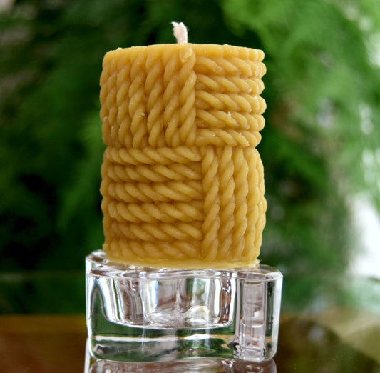 Natural Beeswax Pillar Candle – Nautical Rope Candle