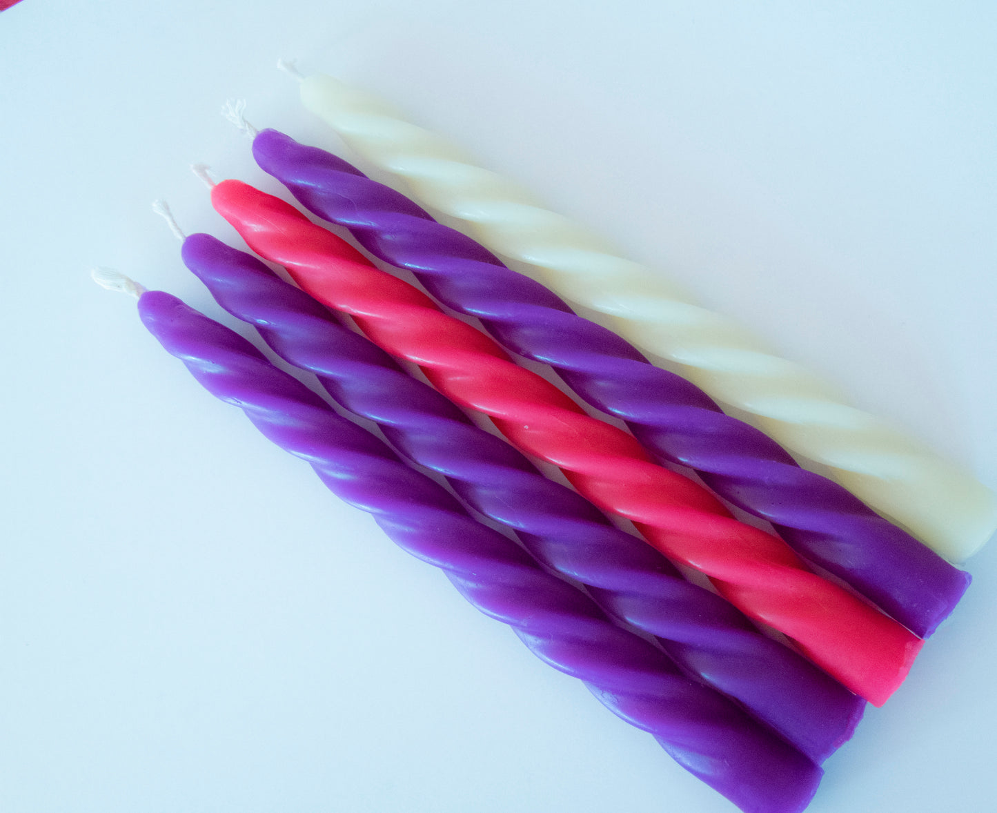 Advent Candles Set - Purple Pink and Ivory Taper Dripless Beeswax Candles
