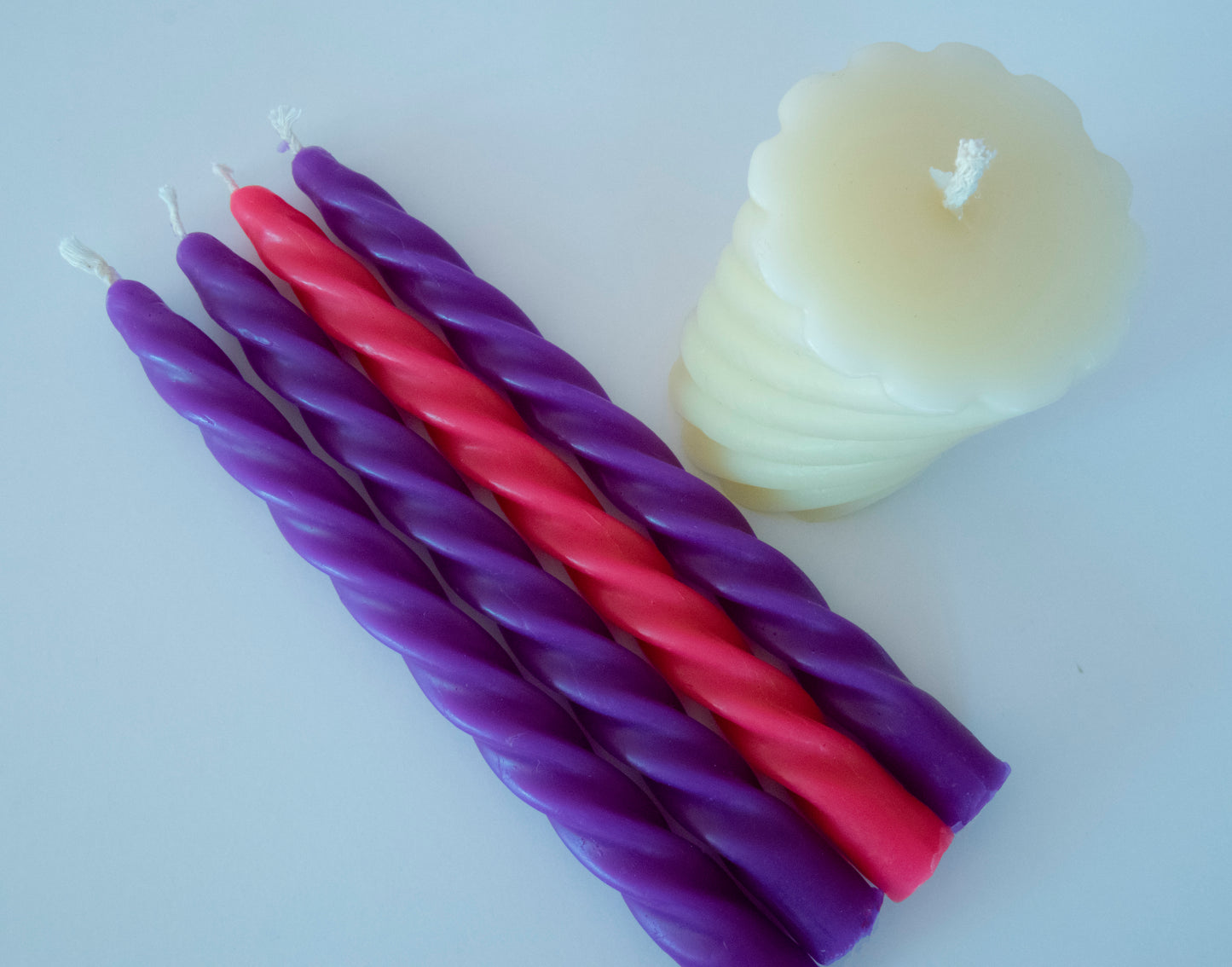 Advent Candles Set - Purple Pink and Ivory Beeswax Candles