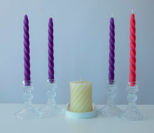 Advent Candles Set - Purple Pink and Ivory Beeswax Candles
