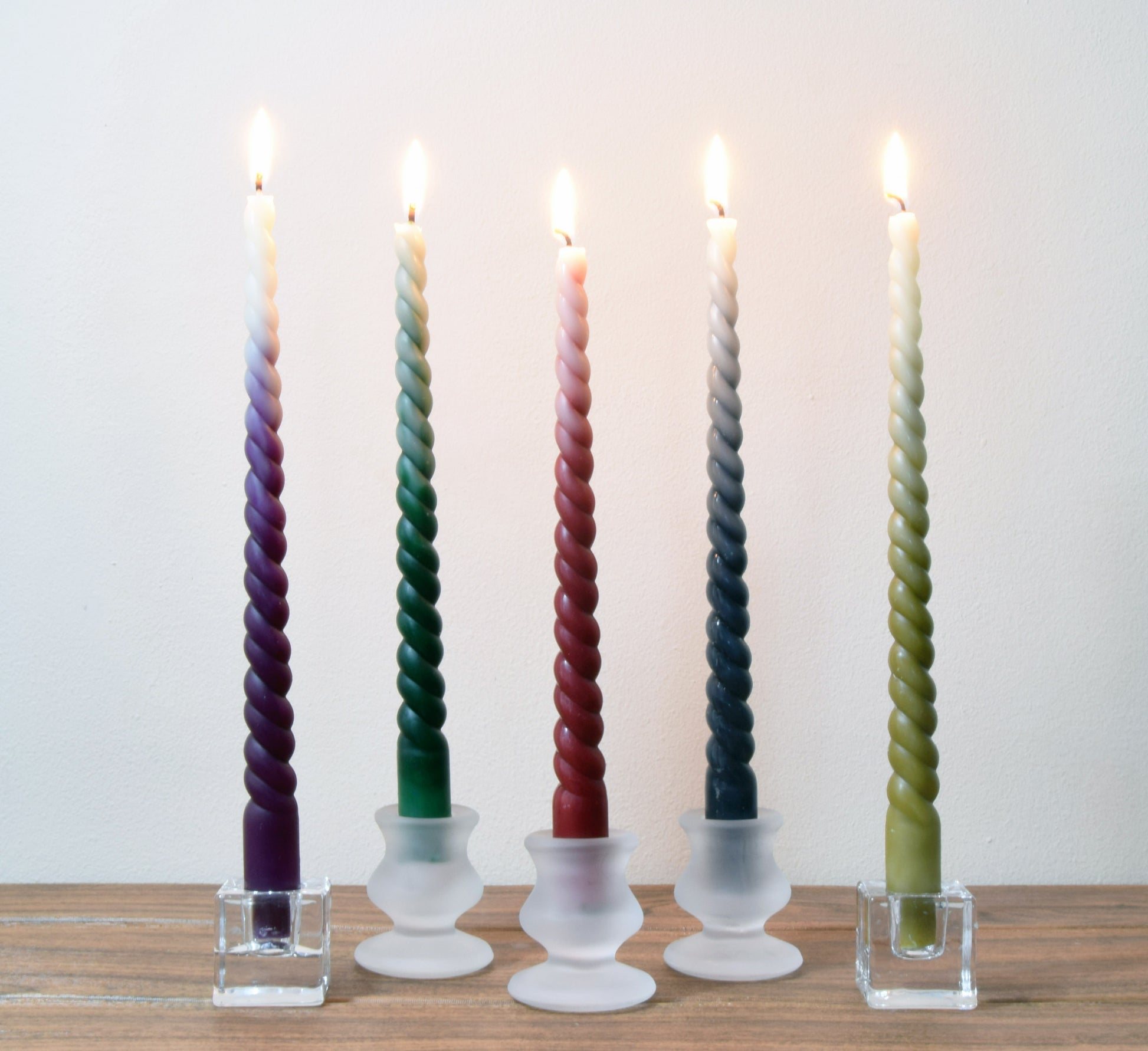 This is a picture of 11" Ombre Beeswax Spiral Taper Candles