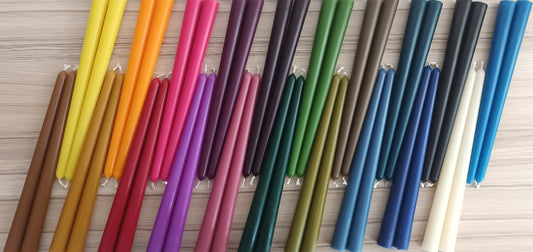 This is a picture of 10" Beeswax Taper Candles Sticks - Colorful Dinner Candles for Wedding and Modern Home Decor